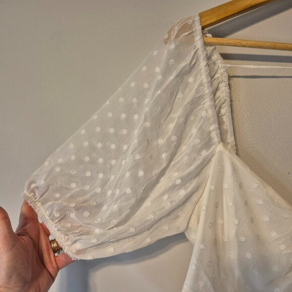 NWT Lulus White Swiss Dot Maxi Dress Size Large - Picture 5 of 14